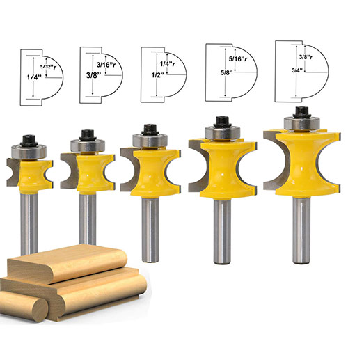 5 piece 8mm bullnose router bit set